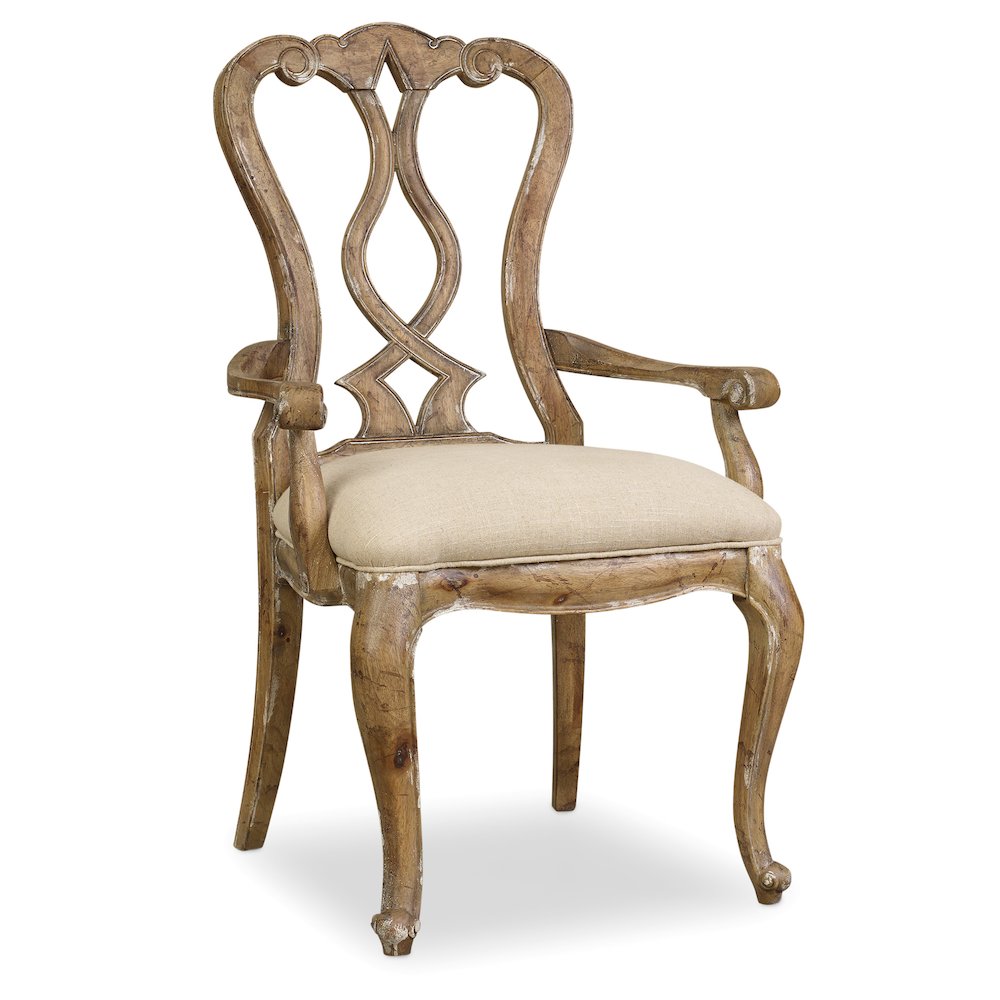 Hooker Furniture Chatelet Splatback Dining Arm Chair in Caramel Froth
