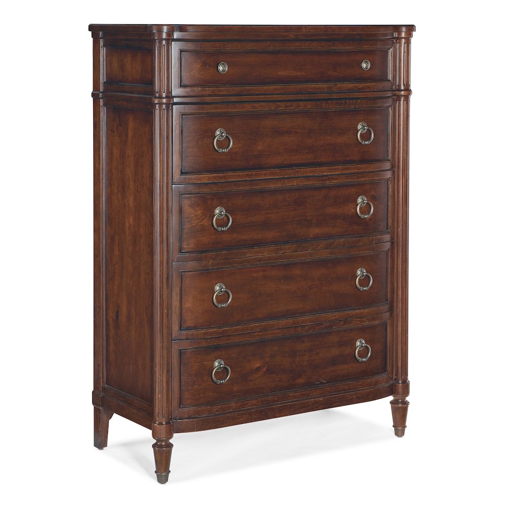 Hooker Furniture Charleston 5-Drawer Wood Chest in Maraschino Cherry Brown