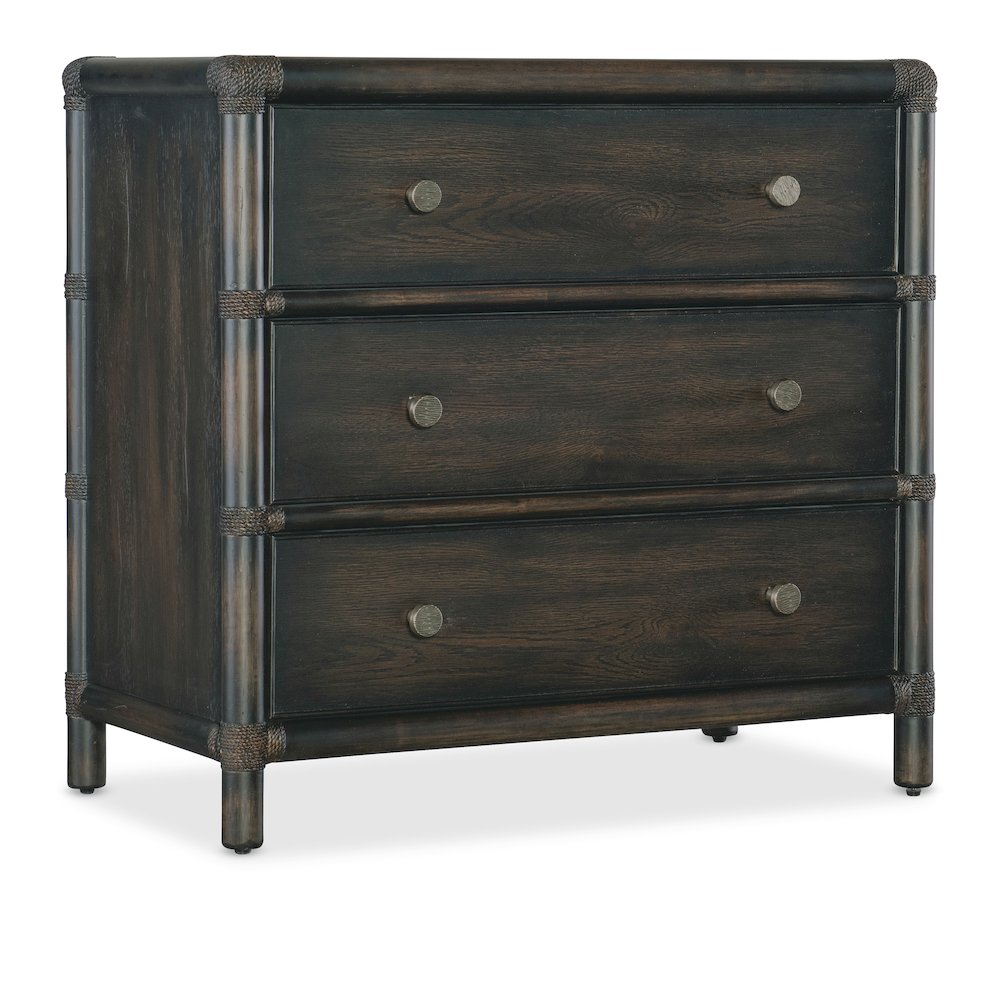 Retreat Wood Pole Rattan Nightstand in Black by Hooker Furniture