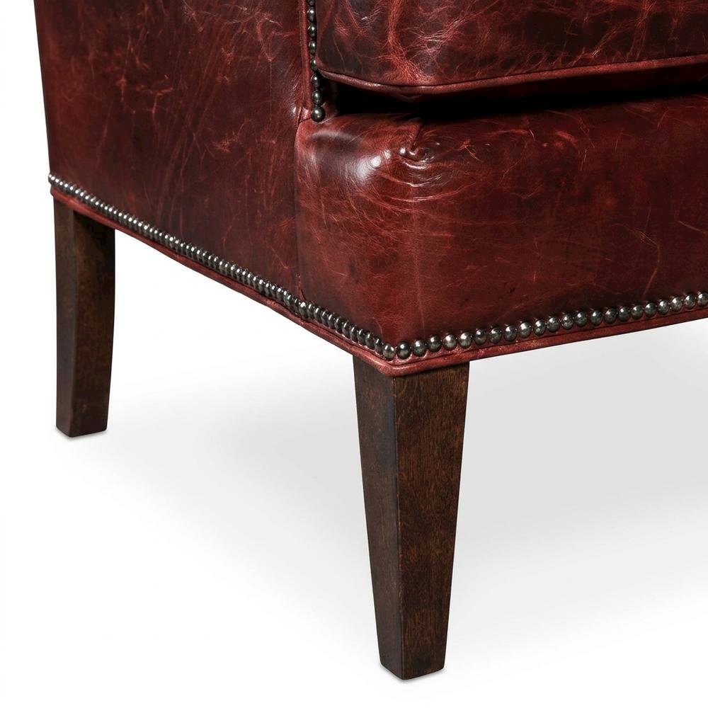Blakeley Leather Club Chair with Fixed Arms for Living Room, Red