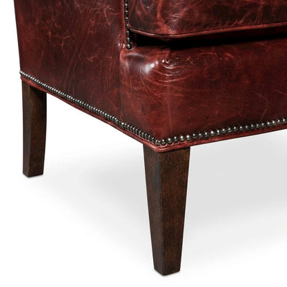 Blakeley Leather Club Chair with Fixed Arms for Living Room, Red