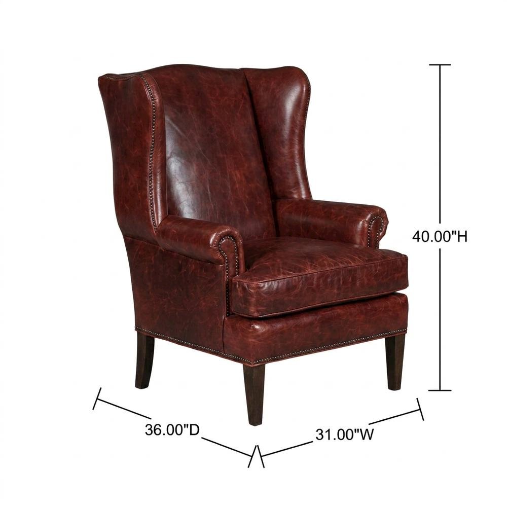 Blakeley Leather Club Chair with Fixed Arms for Living Room, Red