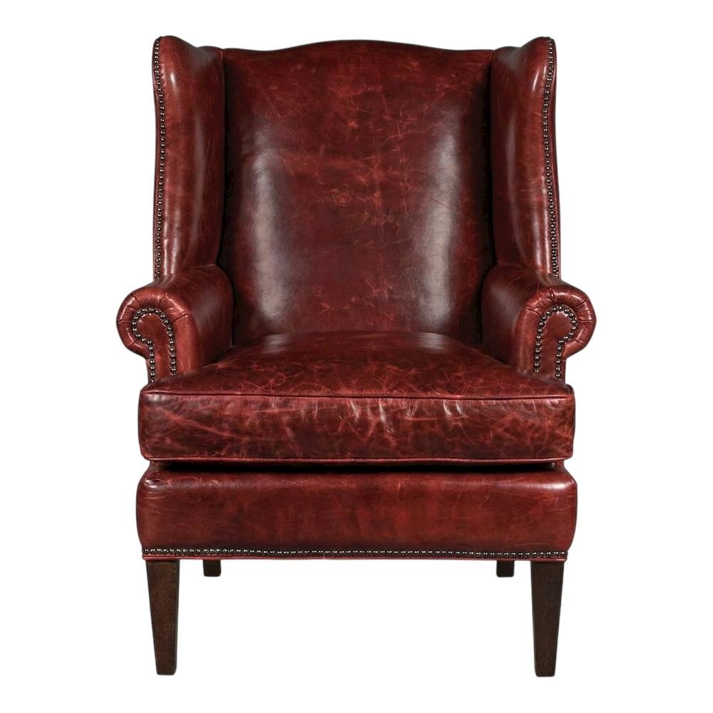 Blakeley Leather Club Chair with Fixed Arms for Living Room, Red