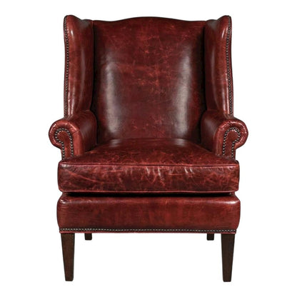 Blakeley Leather Club Chair with Fixed Arms for Living Room, Red
