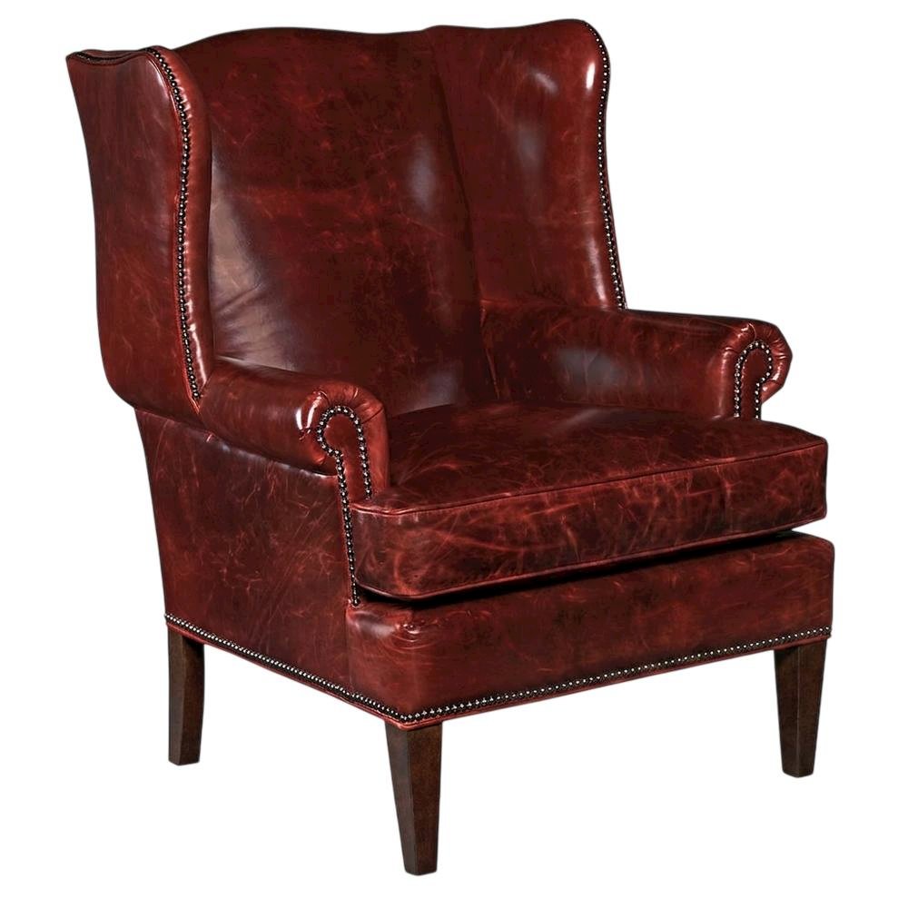 Blakeley Leather Club Chair with Fixed Arms for Living Room, Red