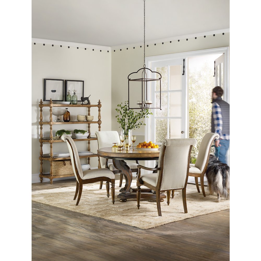 Hooker Furniture Archivist Upholstered Armless Dining Chair in Pecan