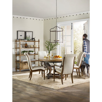 Hooker Furniture Archivist Upholstered Armless Dining Chair in Pecan