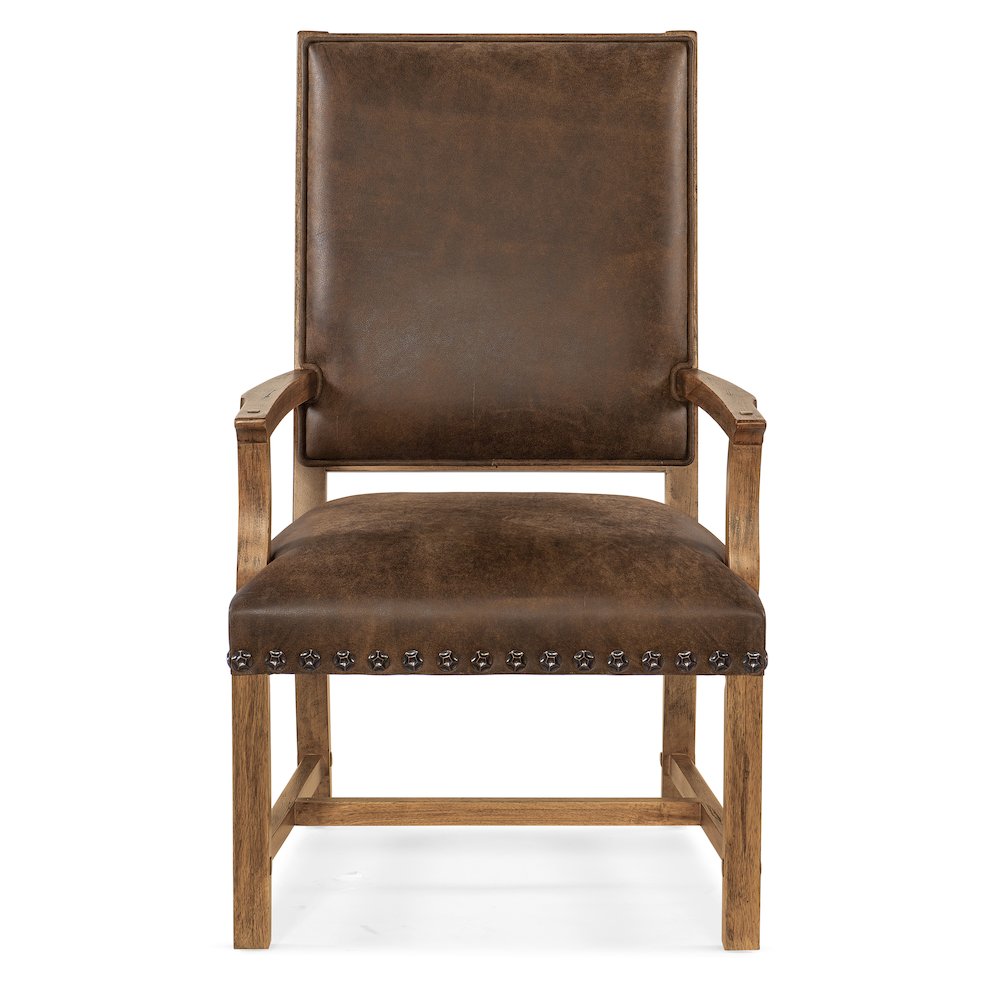 Hooker Furniture Big Sky Wood Leather and Resin Host Chair in Brown