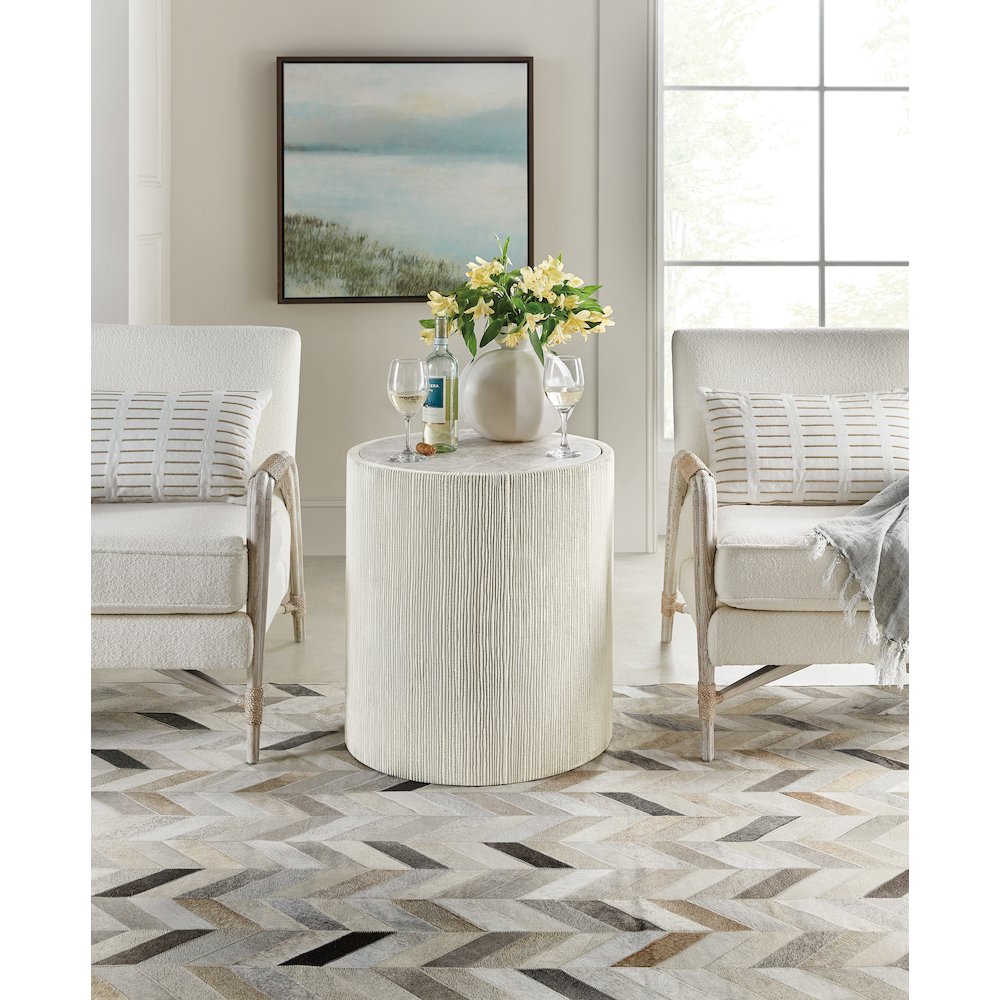 Serenity Swale Round Side Table in Gray Wood by Hooker Furniture