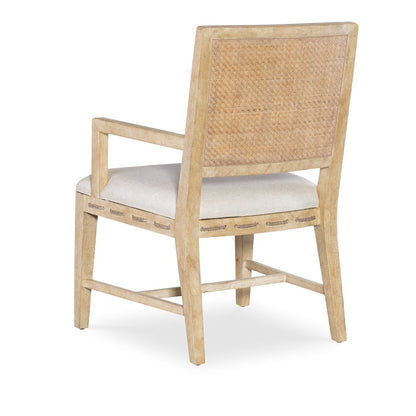 Retreat Cane Back Fabric Upholstered Arm Chair in Beige by Hooker Furniture