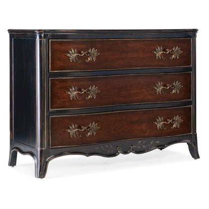 Hooker Furniture Charleston 3-Drawer Wood Accent Chest in Black Cherry