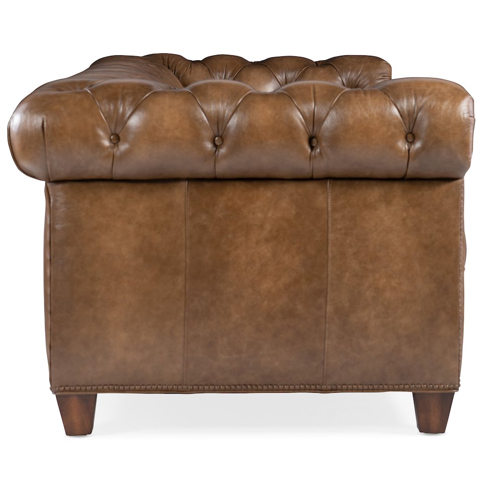 Chester Tufted Stationary Sofa in Brown Leather by Hooker Furniture