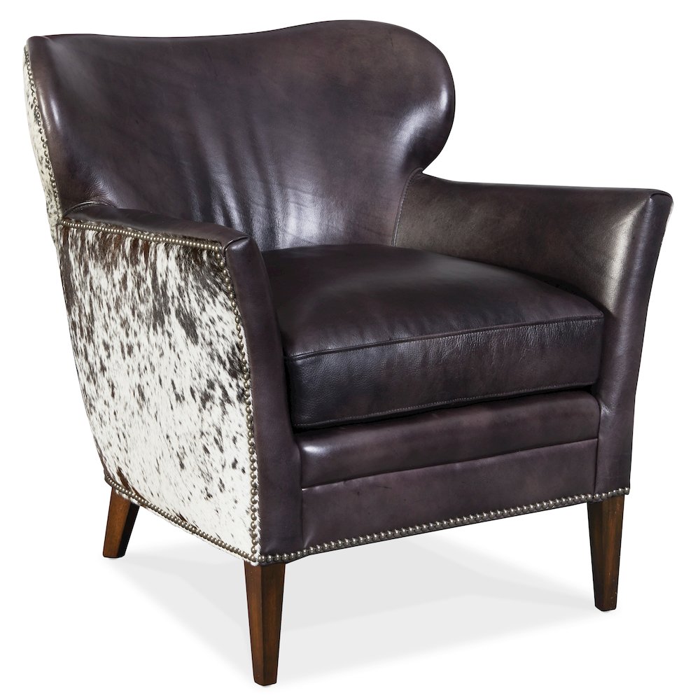 Kato Leather Club Chair with Salt Pepper HOH in Black Leather by Hooker