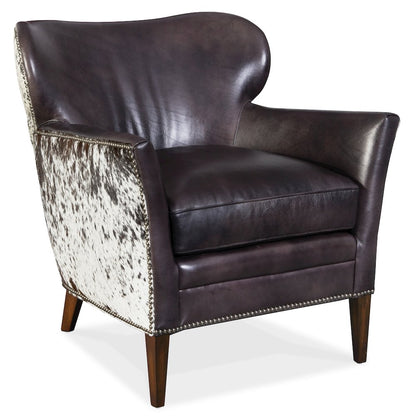Kato Leather Club Chair with Salt Pepper HOH in Black Leather by Hooker