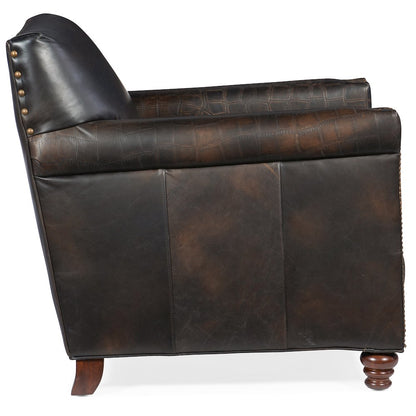Hooker Furniture Seven Seas Leather Upholstered Club Chair in Old Saddle Brown