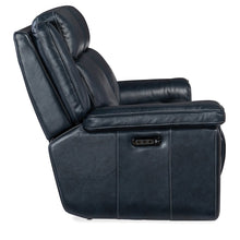 Montel Lay Flat Power Loveseat with Power Headrest & Lumbar in Blue Leather