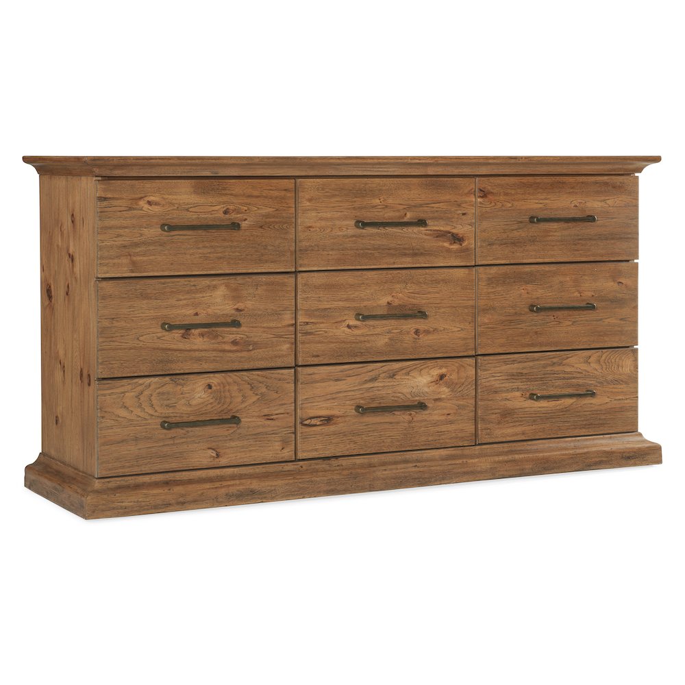 Hooker Furniture Big Sky Veneers and Solid Wood Nine Drawer Dresser in Brown