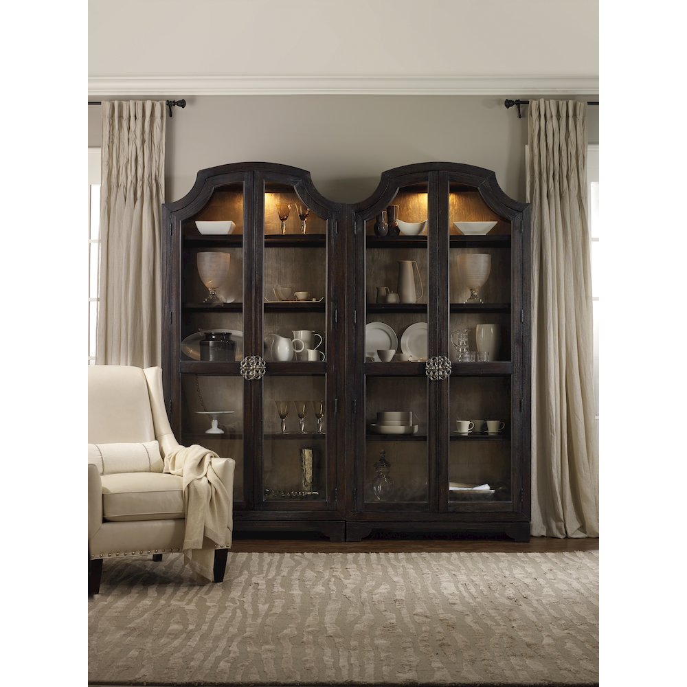 Sanctuary Glass Bunching Curio in Black Antiqued Oak Finish by Hooker Furniture