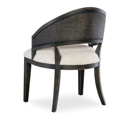 Retreat Cane Barrel Back Fabric Upholstered Chair in Black by Hooker Furniture