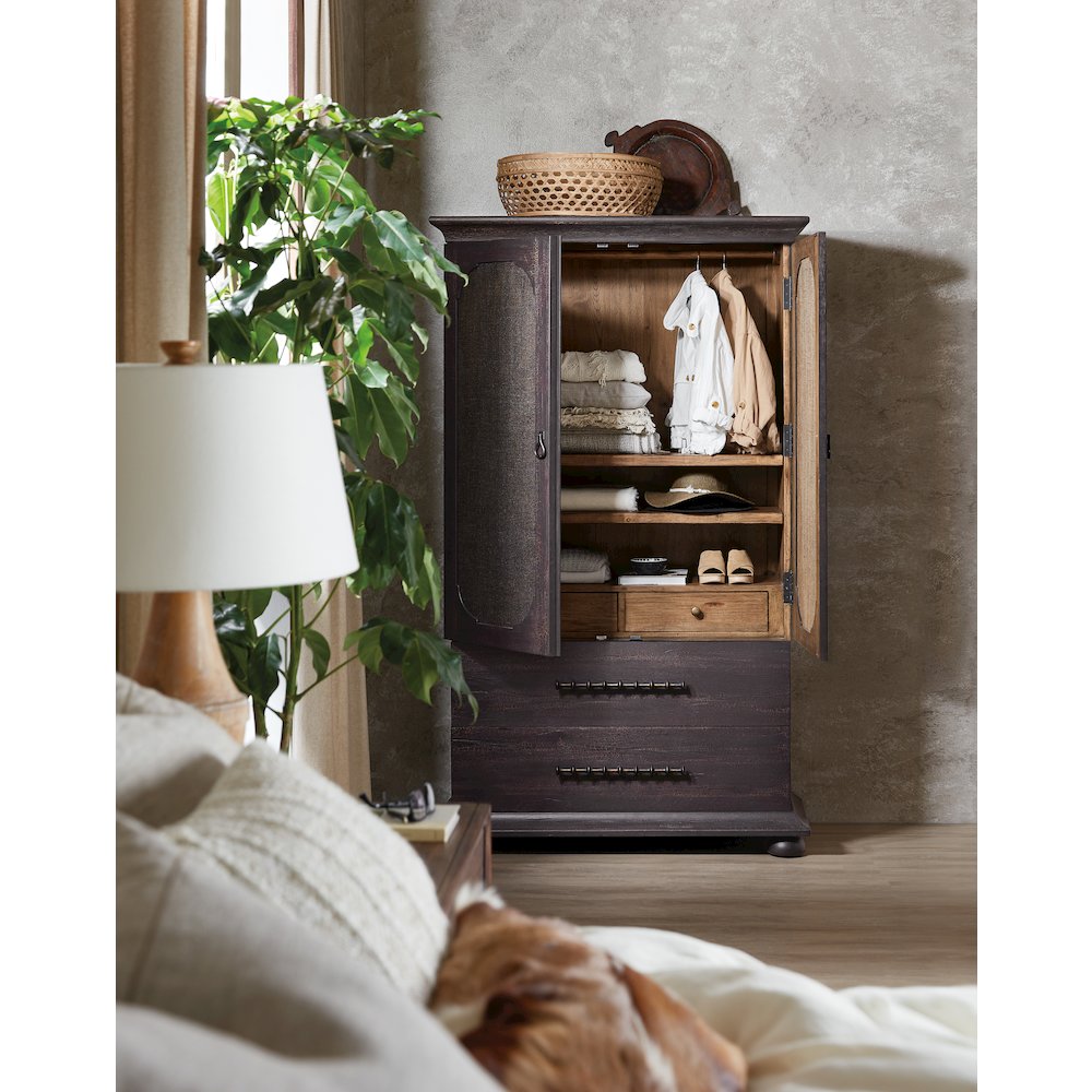Hooker Furniture Big Sky Veneers Wood Small Wardrobe in Black