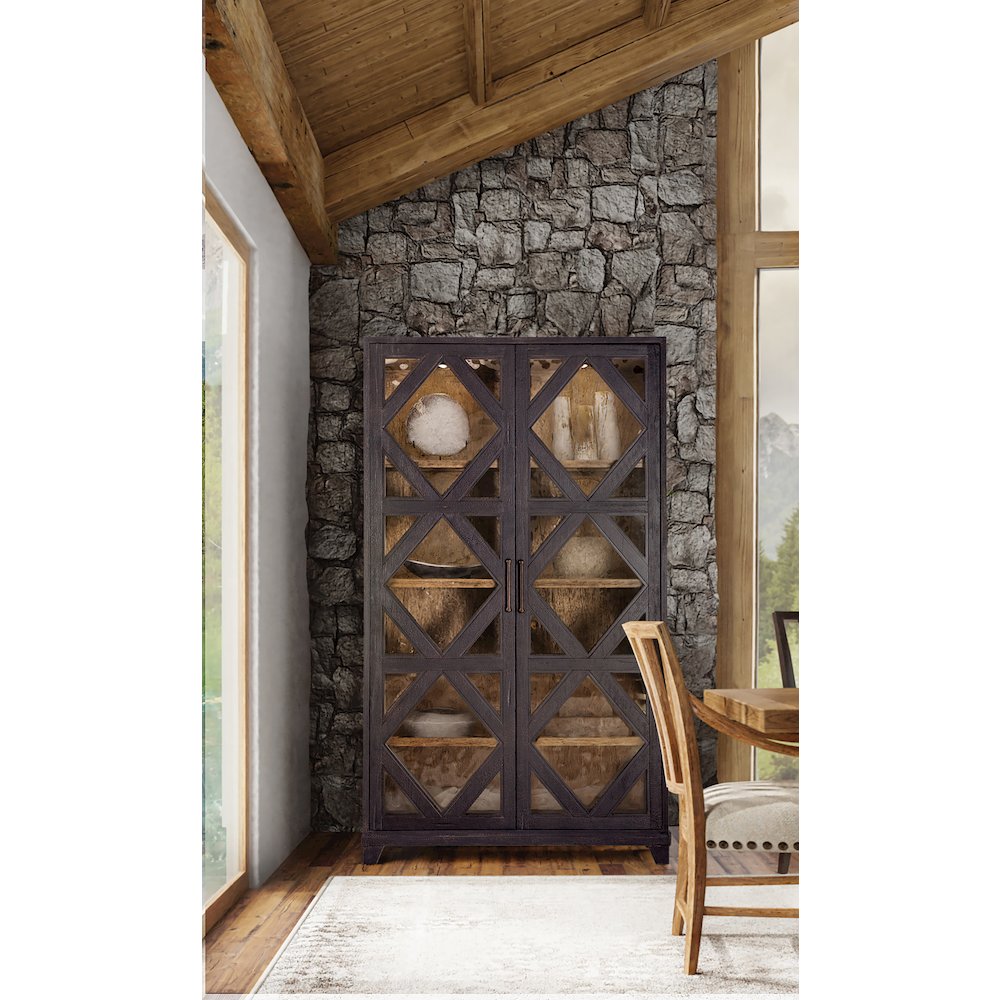Hooker Furniture Big Sky Veneers and Glass Display Cabinet in Black