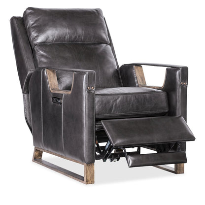 Relic Power Recliner w/Power Headrest in Black Leather by Hooker Furnishings