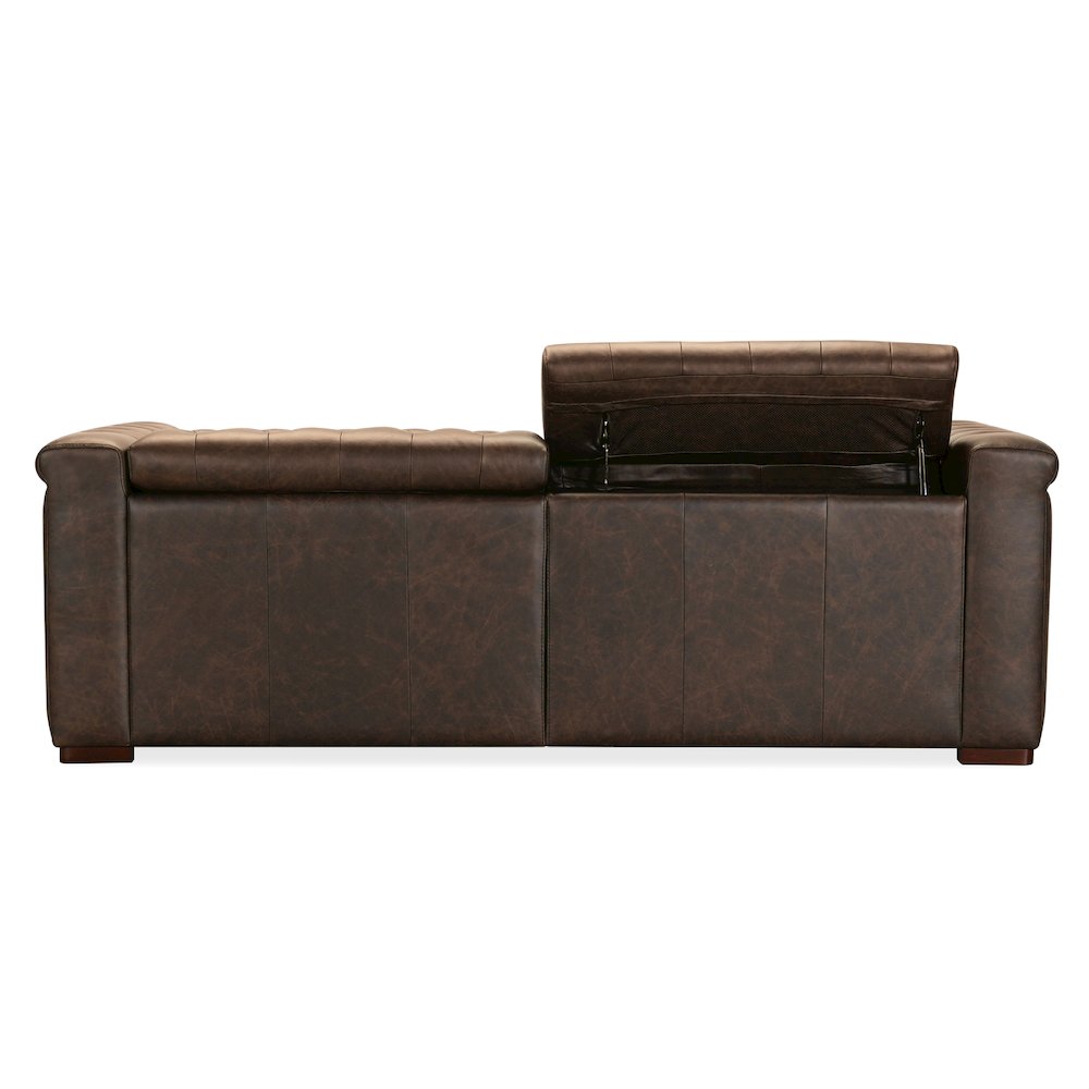 Savion Deux Brown Leather Sofa with Power Recliners and Power Headrests