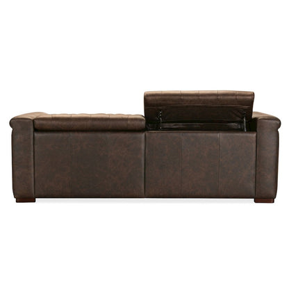 Savion Deux Brown Leather Sofa with Power Recliners and Power Headrests