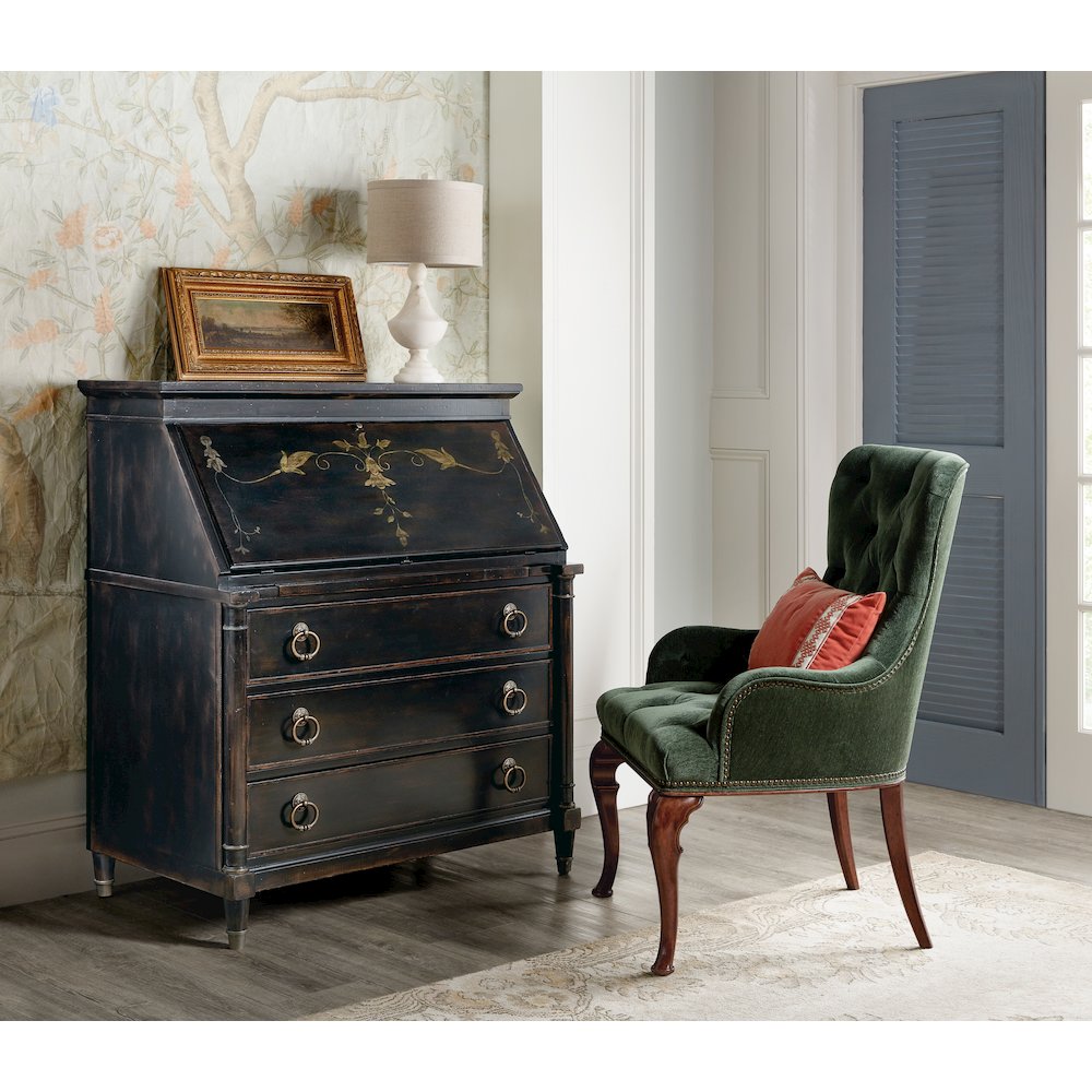 Charleston Upholstered Host Chair in Green Fabric by Hooker Furniture