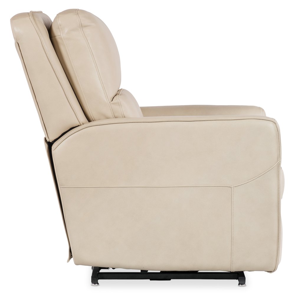 Flynn Power Recliner w/ Pwr Headrest Lumbar and Lift in Beige Leather by Hooker