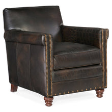 Hooker Furniture Seven Seas Leather Upholstered Club Chair in Old Saddle Brown