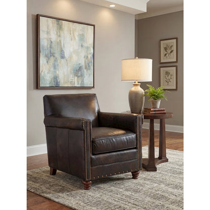 Hooker Furniture Seven Seas Leather Upholstered Club Chair in Old Saddle Brown