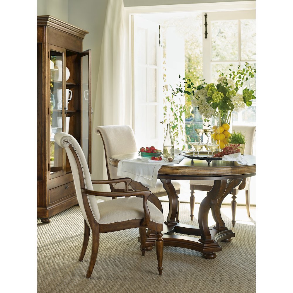 Hooker Furniture Archivist Upholstered Armless Dining Chair in Pecan