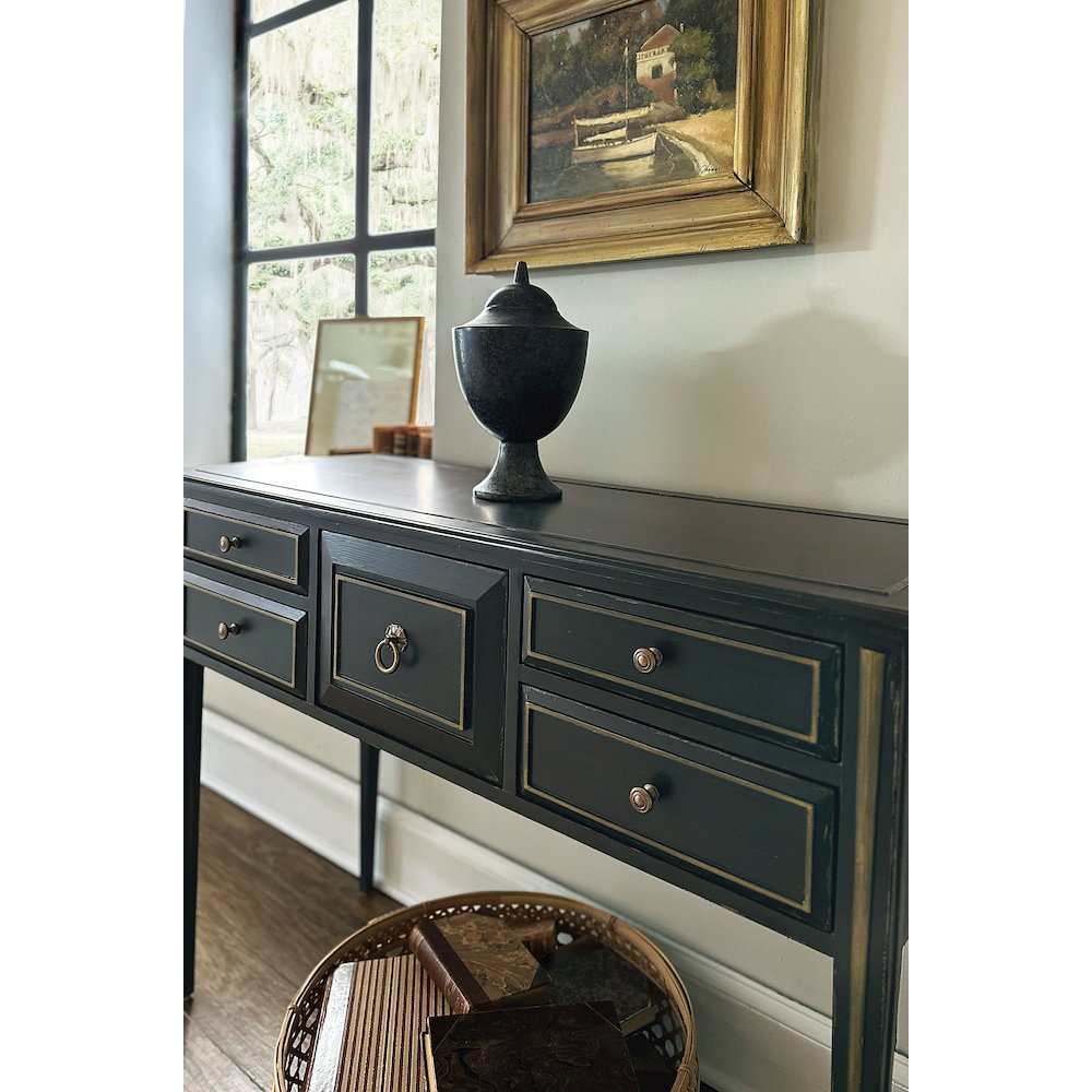 Hooker Furniture Charleston 5-Drawer Traditional Wood Console Table in Green