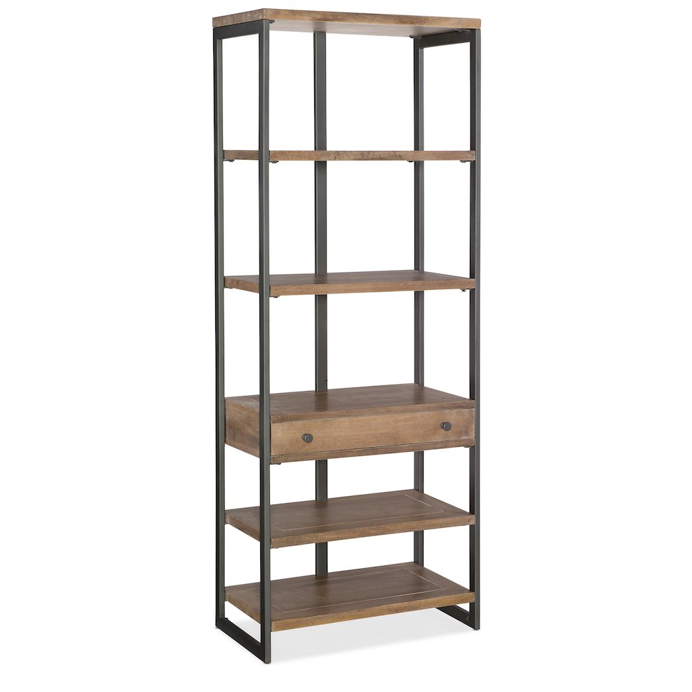 Hooker Furniture 5 Shelf Bookcase in Medium Wood and Gray