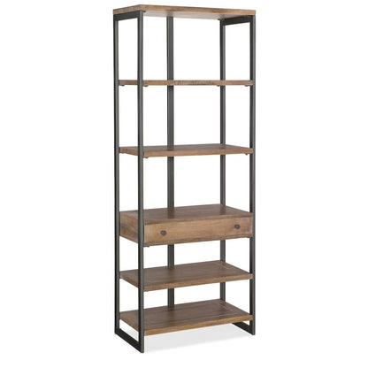 Hooker Furniture 5 Shelf Bookcase in Medium Wood and Gray