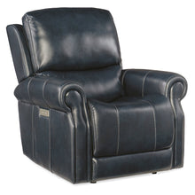 Eisley Power Recliner with Power Headrest & Lumbar in Blue Leather by Hooker