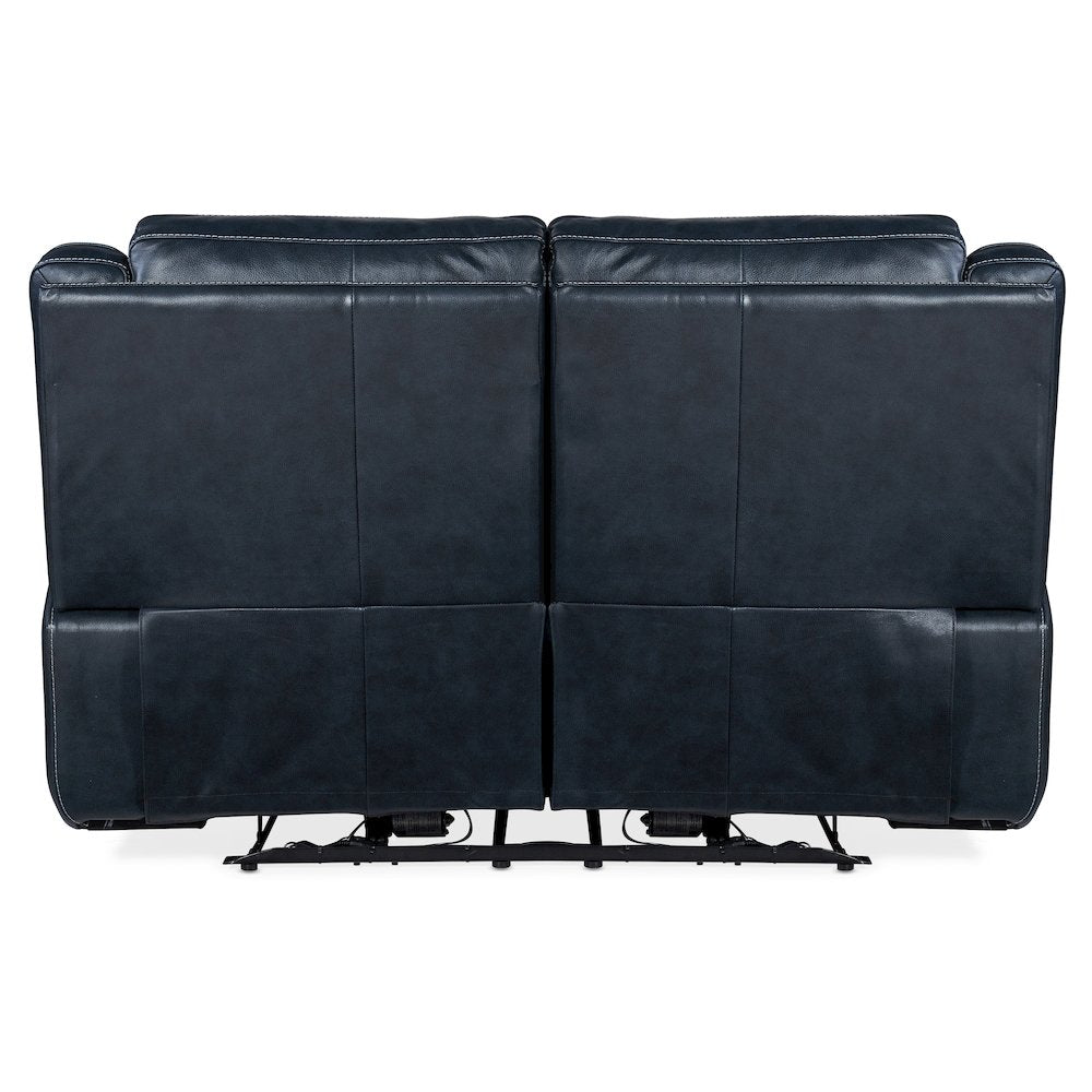 Montel Lay Flat Power Loveseat with Power Headrest & Lumbar in Blue Leather