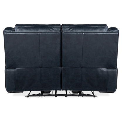 Montel Lay Flat Power Loveseat with Power Headrest & Lumbar in Blue Leather