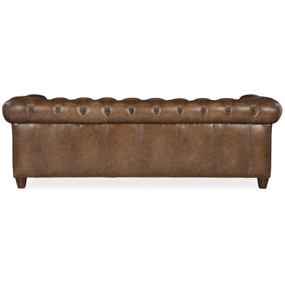 Chester Tufted Stationary Sofa in Brown Leather by Hooker Furniture