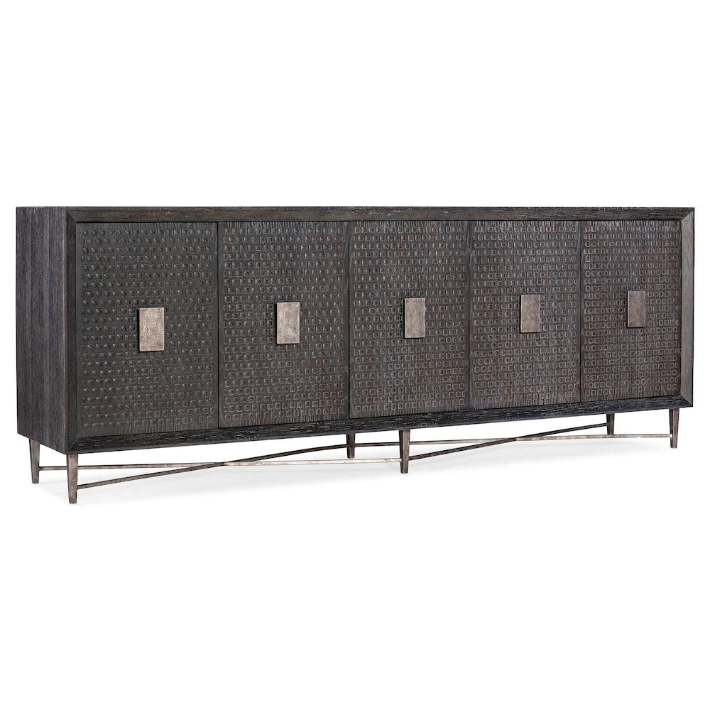 Melange Keenan Five Door Credenza in Brown Wood by Hooker Furniture