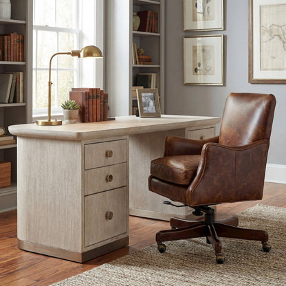 Hooker Furniture Barker Leather Tilt Swivel Chair in Brown