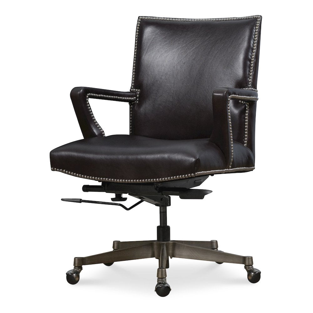Phoenix Executive Swivel Tilt Chair with Black Leather by Hooker Furnishings