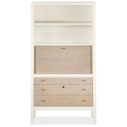 Hera Secretary Desk Hub with Storage in Cream Colored Wood by Hooker Furnishings