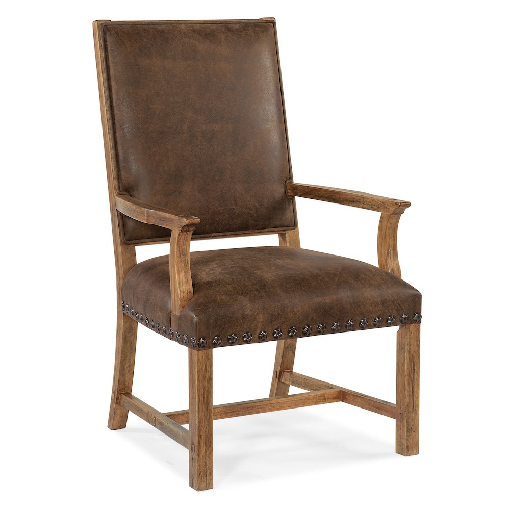 Hooker Furniture Big Sky Wood Leather and Resin Host Chair in Brown