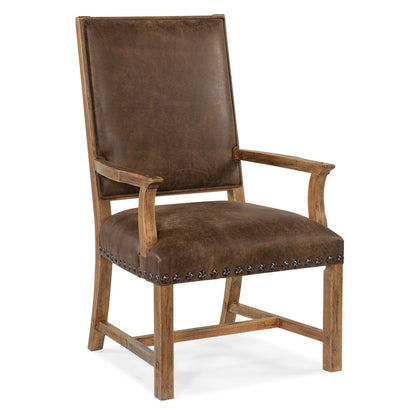 Hooker Furniture Big Sky Wood Leather and Resin Host Chair in Brown