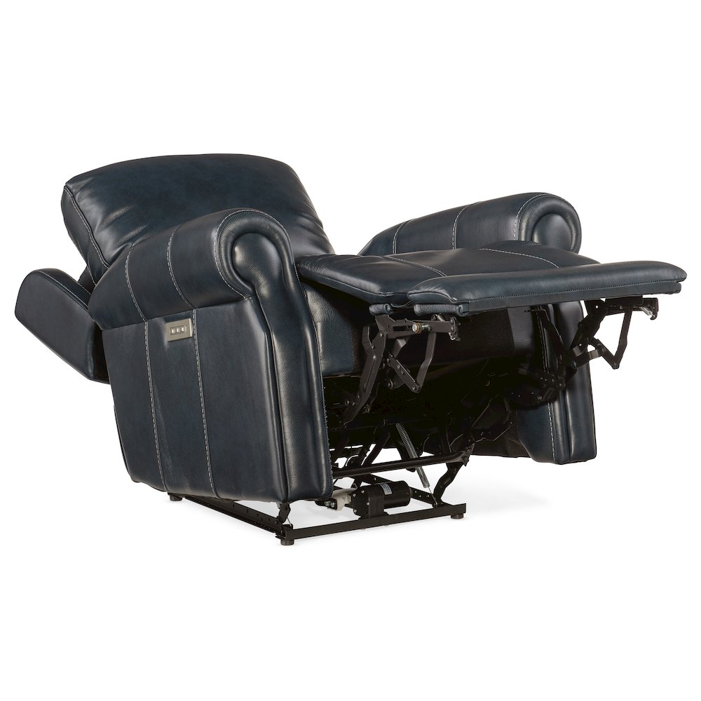 Eisley Power Recliner with Power Headrest & Lumbar in Blue Leather by Hooker