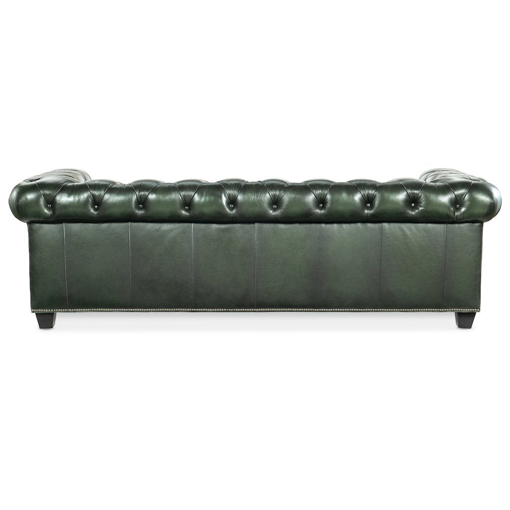 Charleston Leather Tufted Sofa in Green by Hooker Furniture