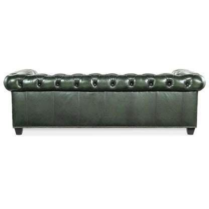 Charleston Leather Tufted Sofa in Green by Hooker Furniture