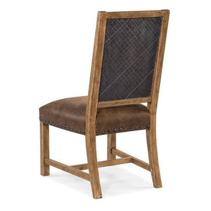 Hooker Furniture Big Sky Wood Fabric Leather Side Chair in Brown